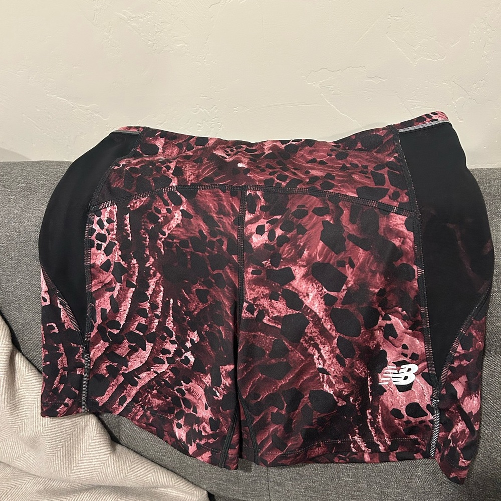 New Balance Black and Red Patterned Shorts
